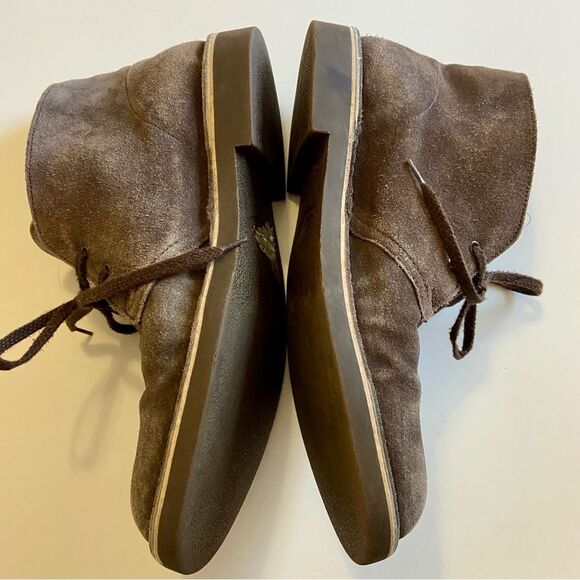 CLARKS men’s boots 10 chukka brown distressed suede leather lace up round toe - Picture 5 of 9